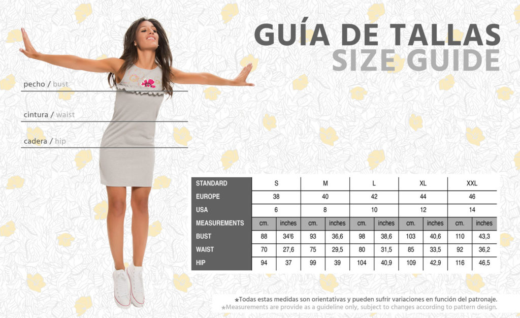 Guia de sales tallas vestidos mujer