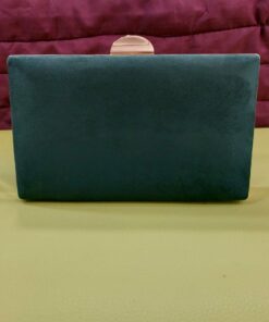Cartera de mano verde, filo dorado