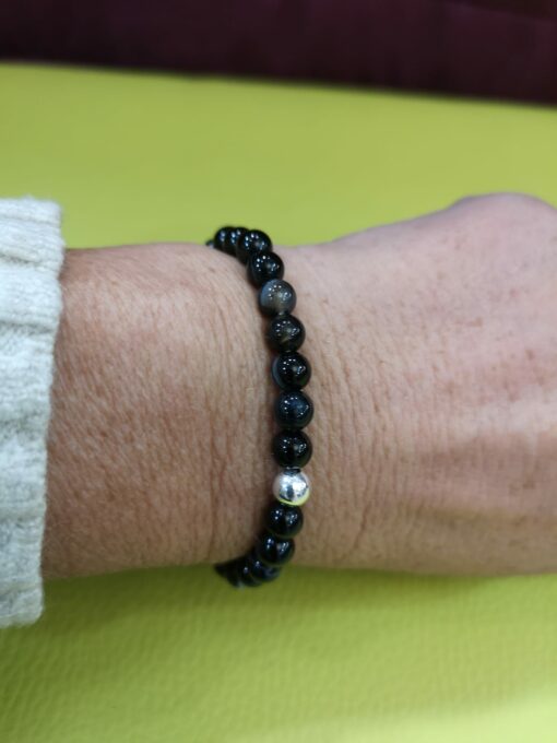 Pulsera onix negro bola plata - Imagen 2