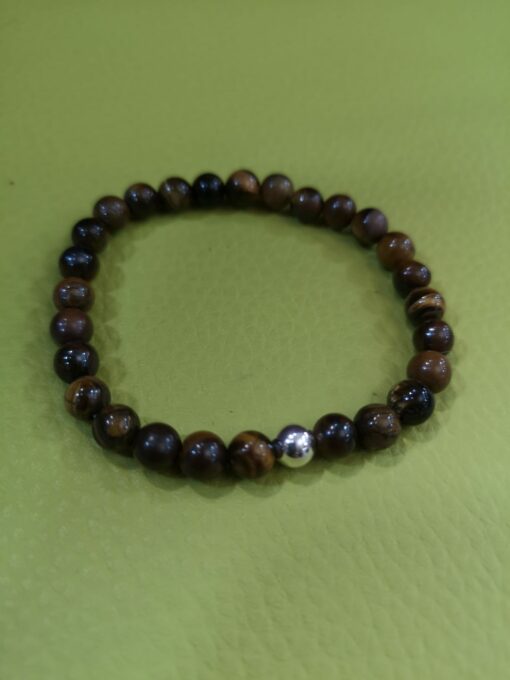 Pulsera ojo de tigre bola plata - Imagen 2