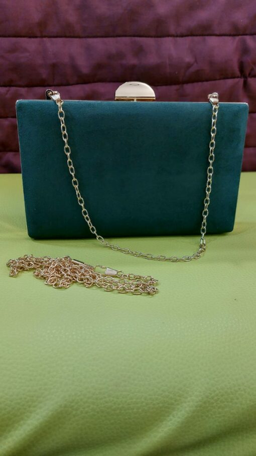 Cartera de mano verde, filo dorado - Imagen 2