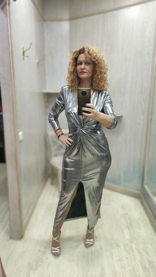 Vestido largo plata - Imagen 2