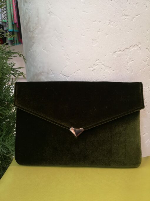 Cartera terciopelo verde forrada - Imagen 3