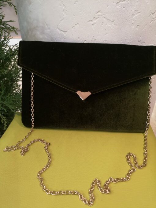 Cartera terciopelo verde forrada
