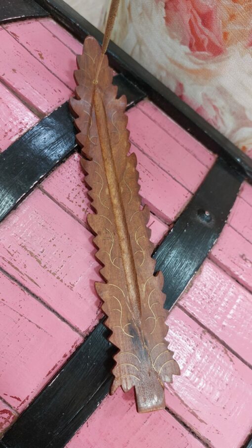 Incensario hoja de madera - Imagen 3