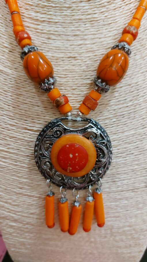 Collar piedra natural naranja - Imagen 2