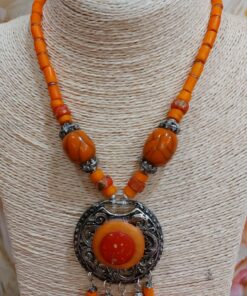 Collar piedra natural naranja