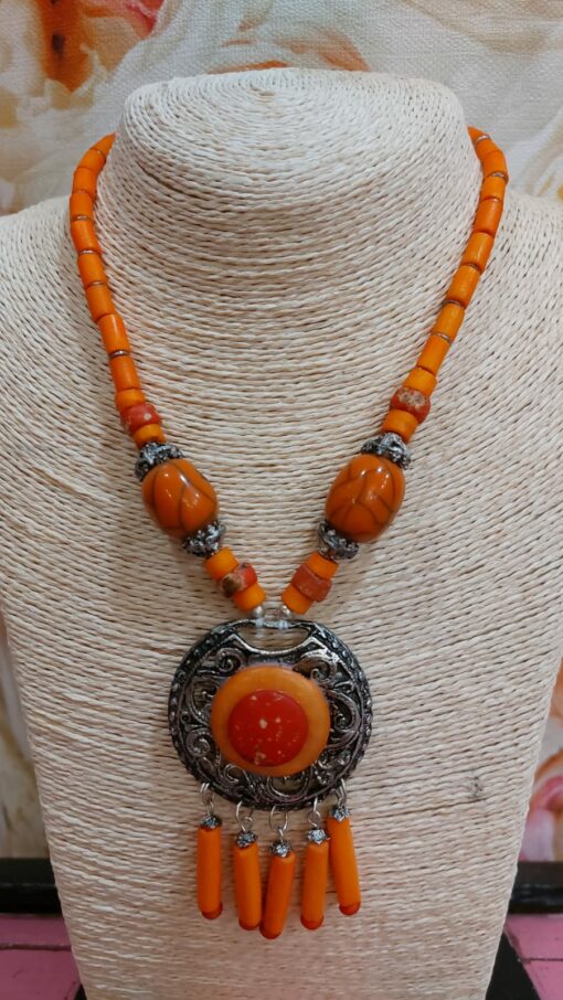 Collar piedra natural naranja