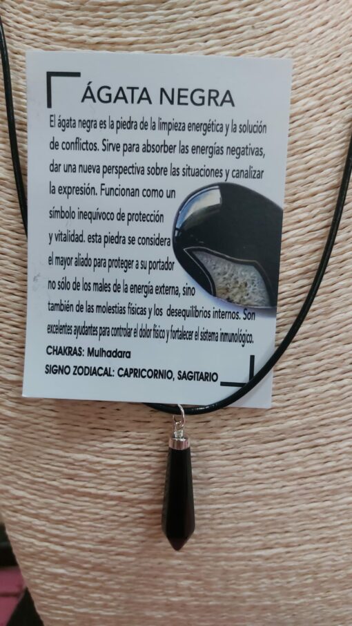 Collar cordón + ágata negra - Imagen 2