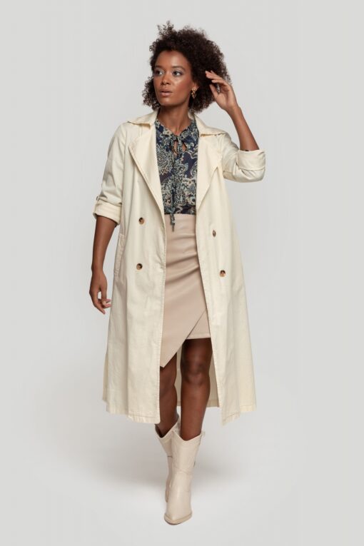 Chaqueta larga - Beige - Imagen 3