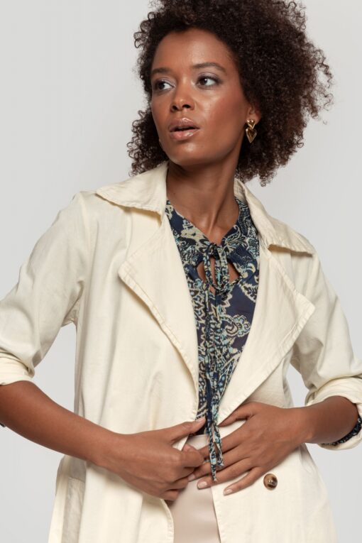 Chaqueta larga - Beige - Imagen 4