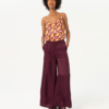 Pantalón ancho satinado liso Granate