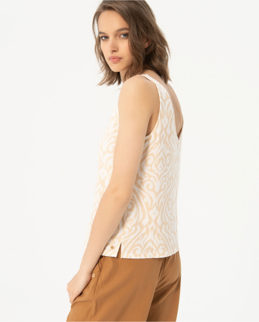 Camiseta escote pico estampada Crudo - Imagen 3