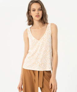Camiseta escote pico estampada Crudo