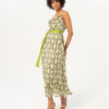 Vestido largo satinado estampado Verde
