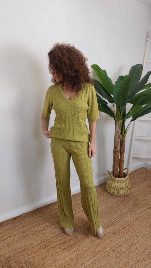 Conjunto camiseta y pantalón lurex verde lima - Imagen 2