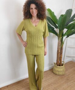 Conjunto camiseta y pantalón lurex verde lima
