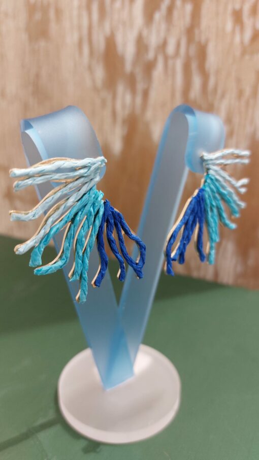 Pendiente rafia azul - Imagen 2