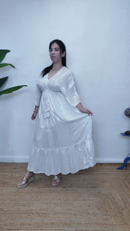 Vestido blanco /plata - Imagen 2
