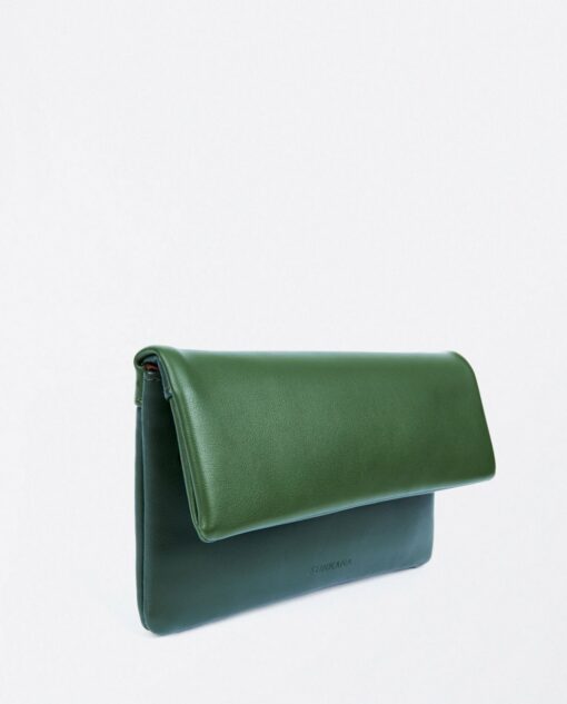 Cartera blanda bicolor con solapa Kaki - Imagen 4