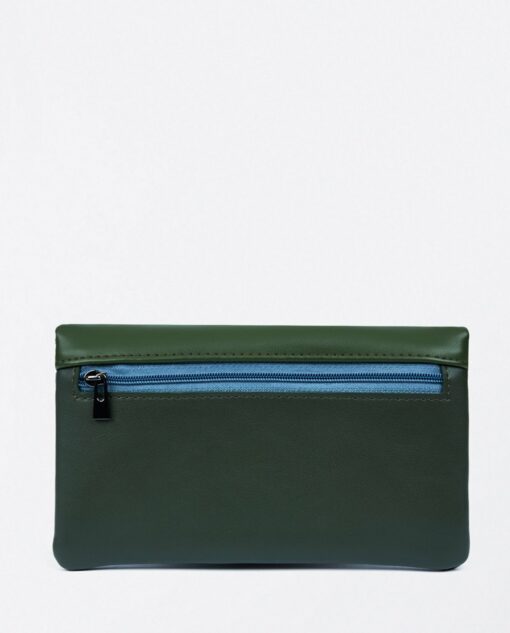 Cartera blanda bicolor con solapa Kaki - Imagen 2