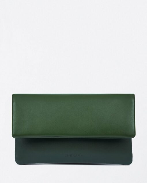 Cartera blanda bicolor con solapa Kaki
