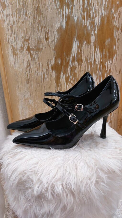 Zapato charol negro, doble hebilla - Imagen 3