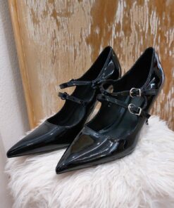 Zapato charol negro, doble hebilla