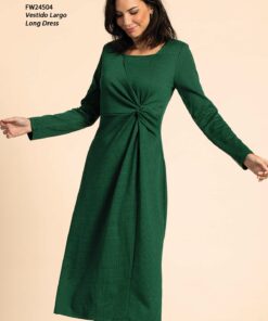 Vestido midi verde bosque
