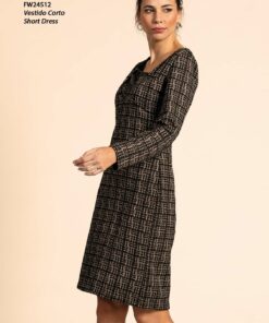 Vestido corto negro - beige