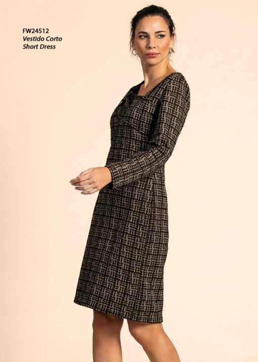 Vestido corto negro - beige