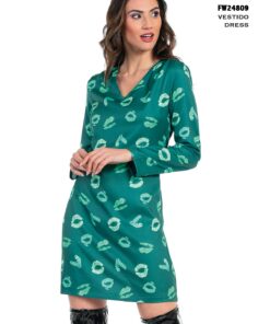 Vestido midi mint lips verde/menta
