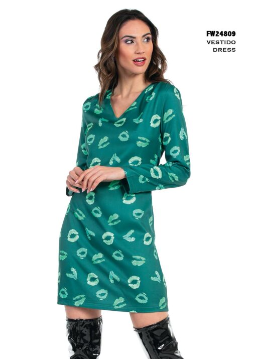 Vestido midi mint lips verde/menta