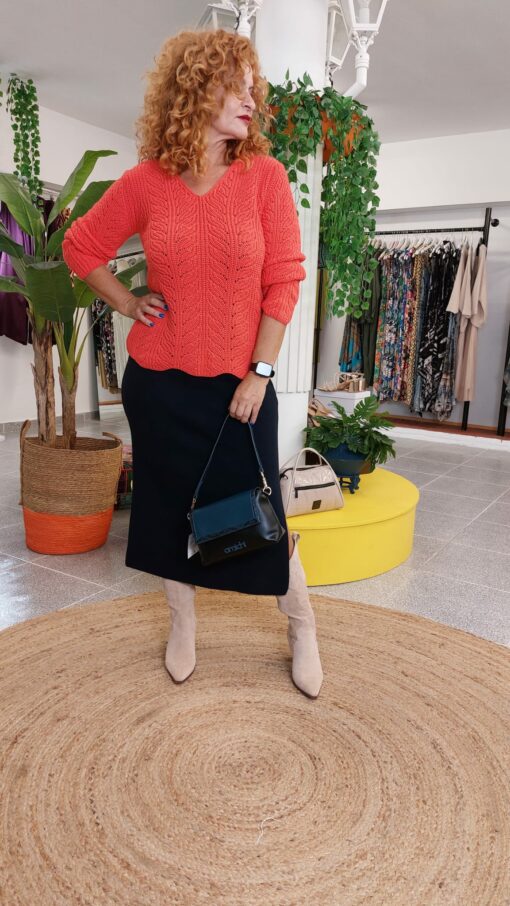 Jersey pico evasé ondas peach