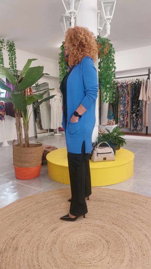 Chaqueta larga bolsillos azul - Imagen 3