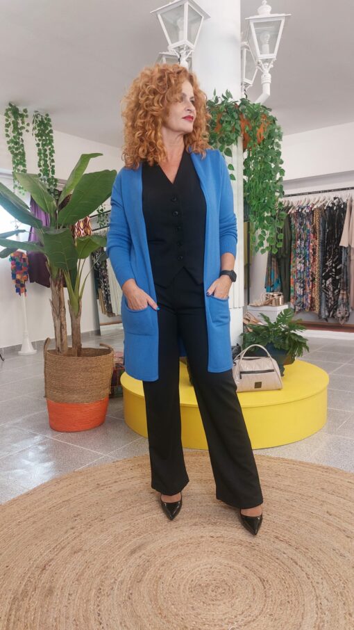Chaqueta larga bolsillos azul - Imagen 2