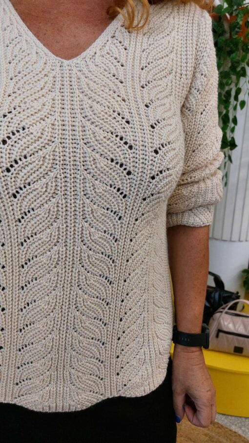 Jersey pico evasé ondas beige - Imagen 4