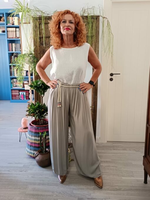 Pantalón beige, goma cintura