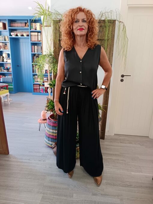 Blusa negra satinada - Imagen 2