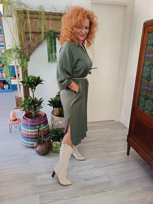 Vestido verde camisero - Imagen 3