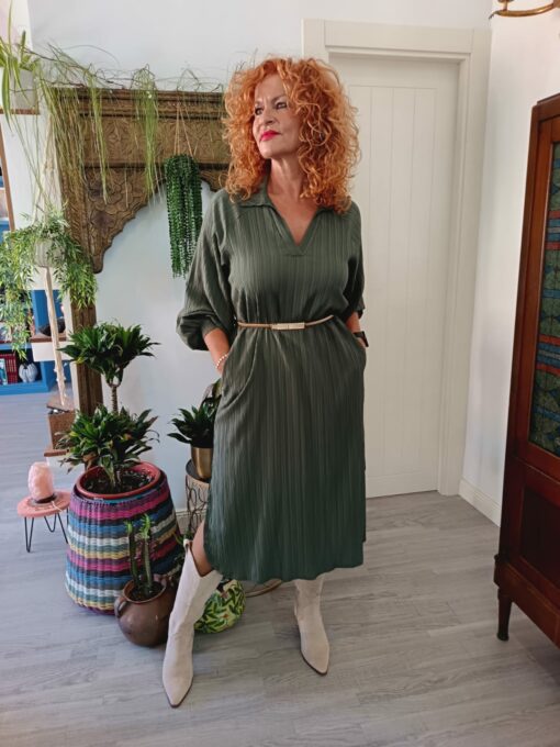 Vestido verde camisero - Imagen 2