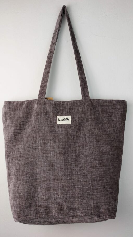 Bolso grande terciopelo gris