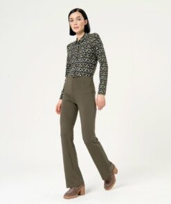 Pantalón flare punto roma Kaki