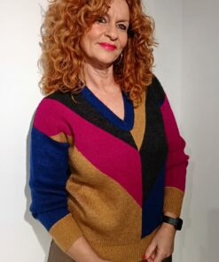 Jersey escote V, mostaza