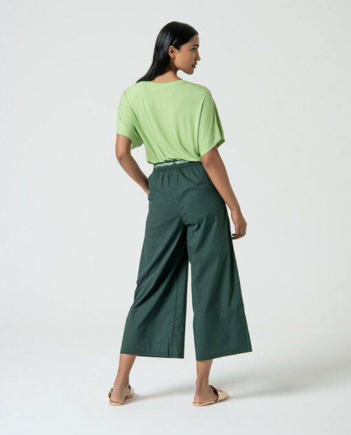 Pantalón recto con detalle cinturón fantasía Verde Botella - Imagen 2
