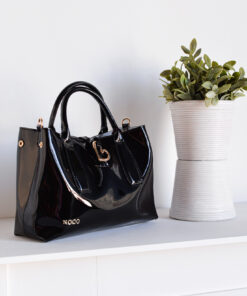 Bolso charol corazón negro