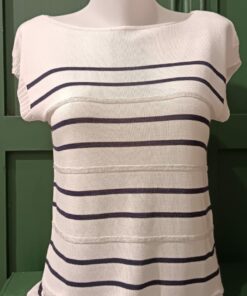 Jersey listado lurex natural/marino
