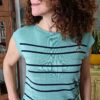 Jersey listado lurex agua/marino