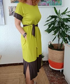 Vestido bicolor pistacho