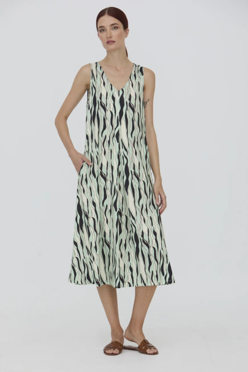 Vestido estampado con fuelle